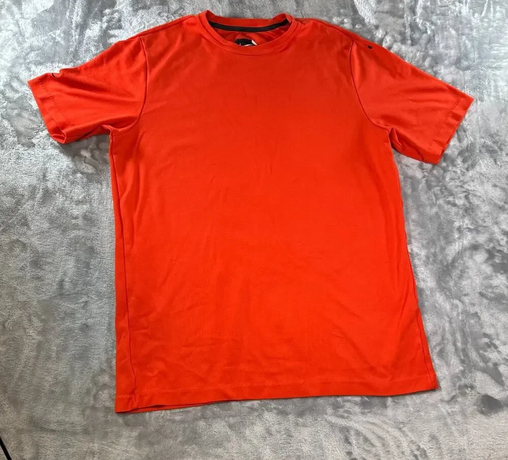 Nike Mens T-Shirt Size L Bright Orange Rayon Blend Short Sleeve Athletic Tee
